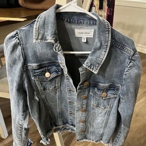 Dear John Roselyn Puff Sleeve Jacket with Frayed Hem